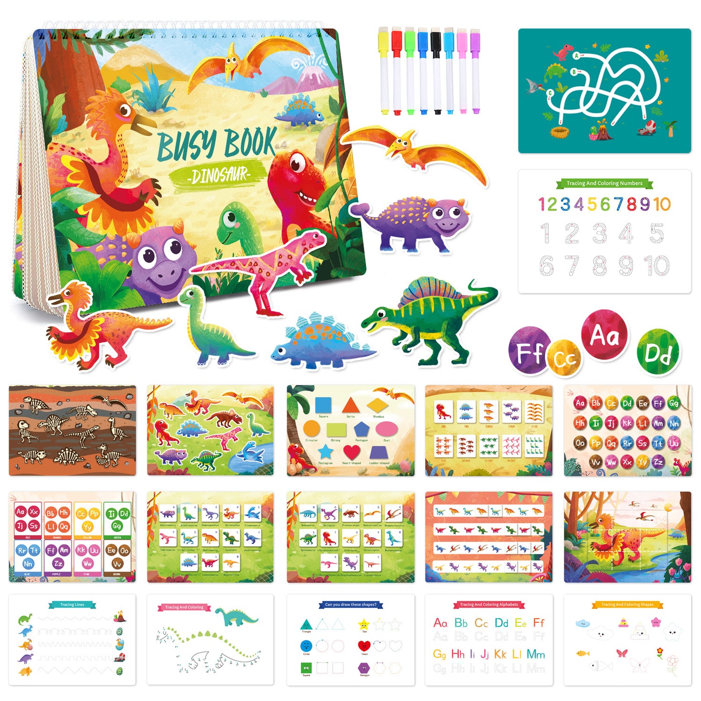 Dinosaur Busy Book For Kids Learning