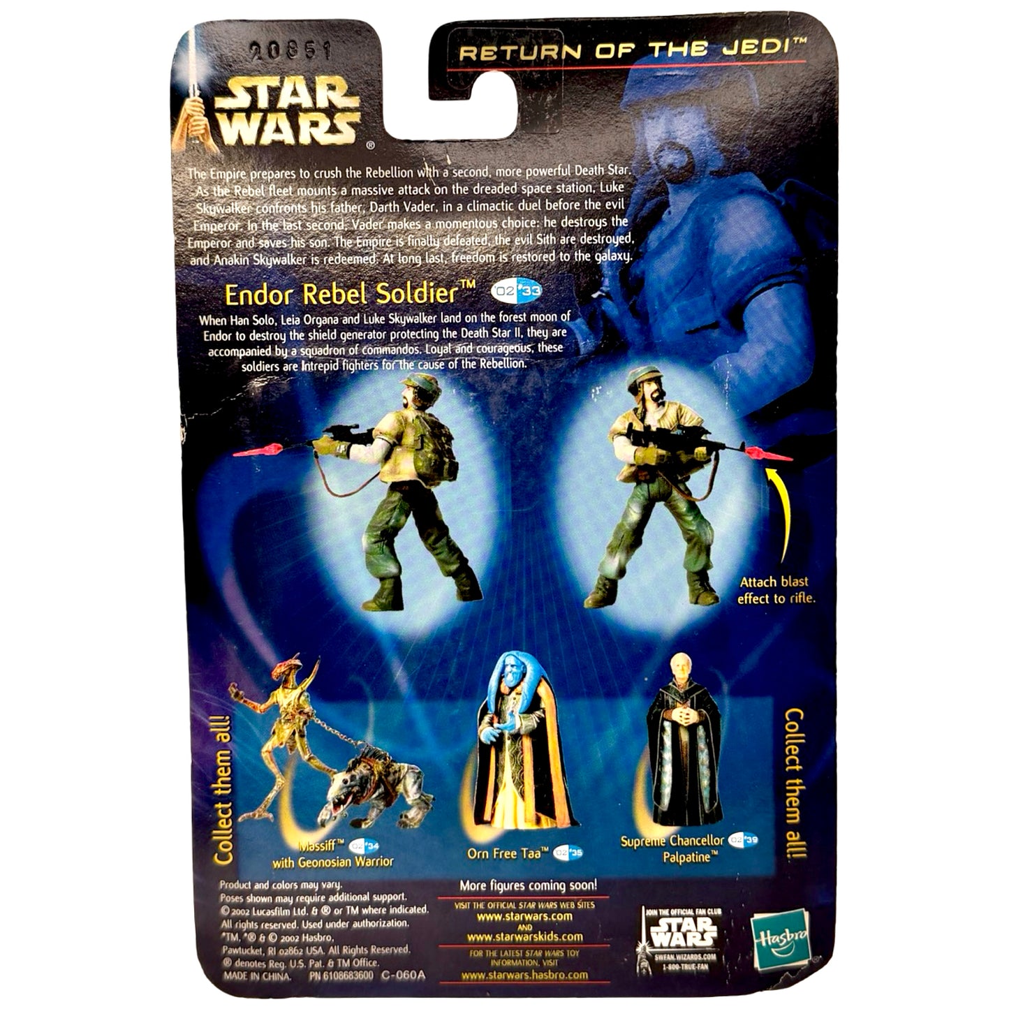 Star Wars Return of the Jedi Endor Rebel Soldier Action Figure 2002 Hasbro