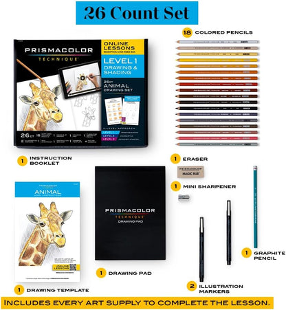 Prismacolor Technique Art Supplies With Digital Art Lessons, 0.7 mm, Assorted, Set Of 26 Supplies