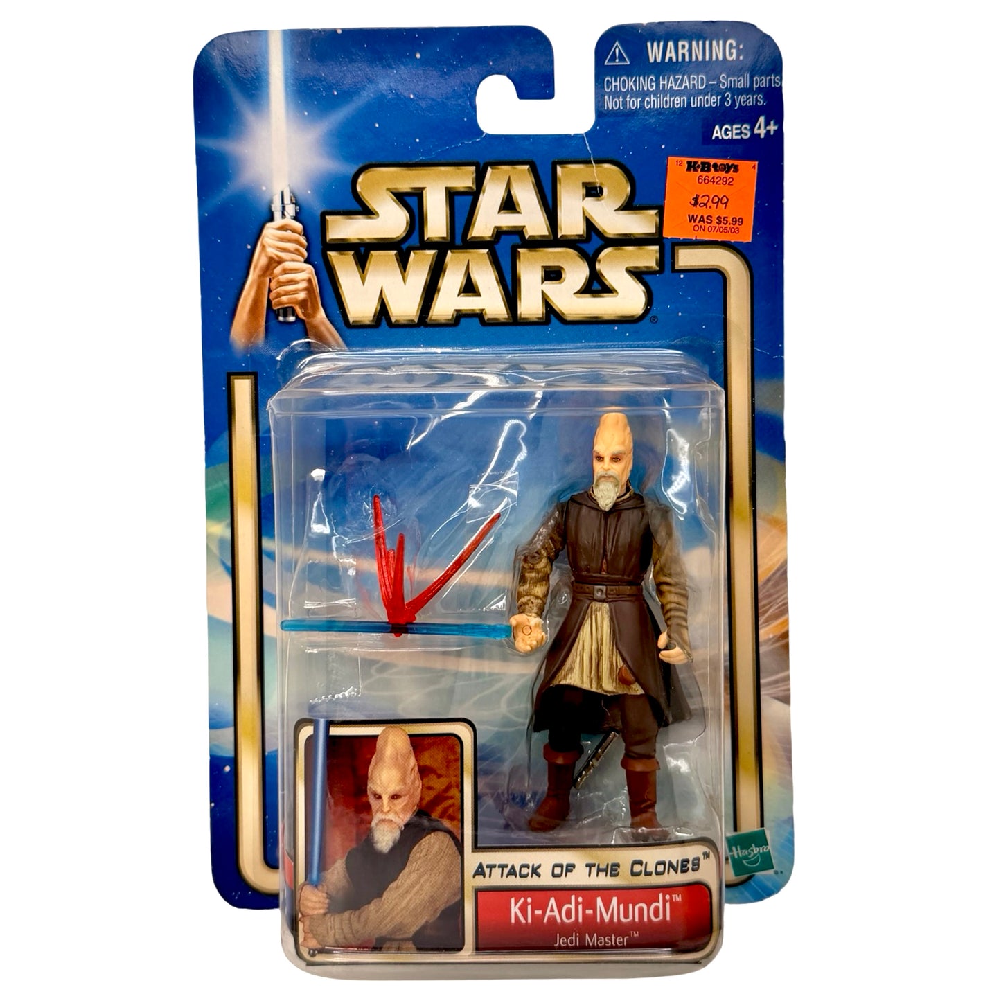 Star Wars Attack of the Clones Ki-Adi-Mundi Jedi Master Action Figure Hasbro 2002 MOC