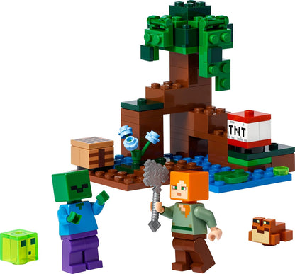 LEGO Minecraft The Swamp Adventure 21240, Building Game Construction Toy with Alex and Zombie Figures