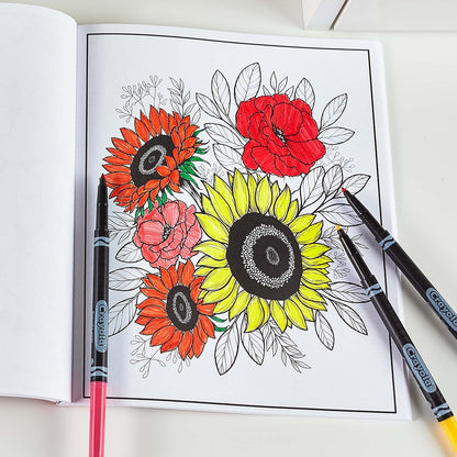 Crayola Floral Adult Coloring Book (40pgs), Flower Adult Coloring Pages