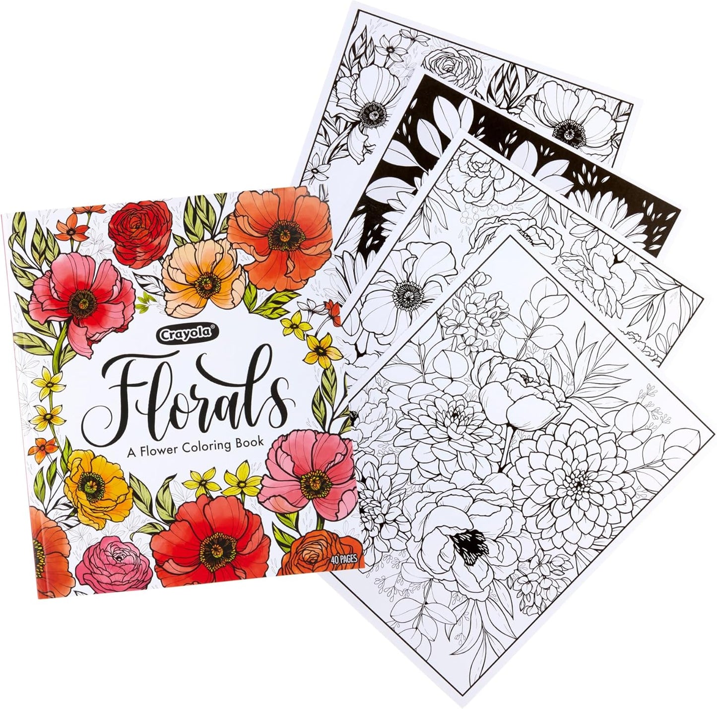 Crayola Floral Adult Coloring Book (40pgs), Flower Adult Coloring Pages