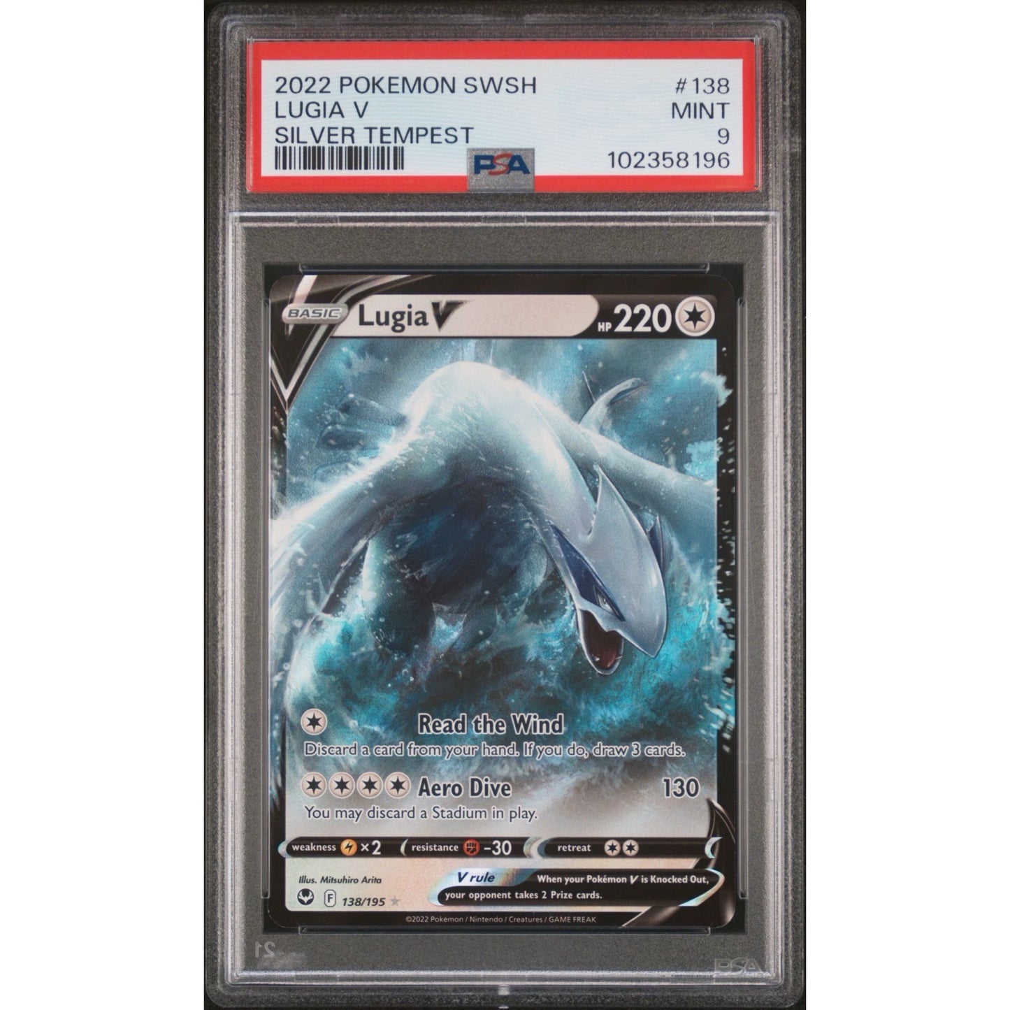 2022 POKEMON SWORD & SHIELD SILVER TEMPESTLUGIA V 138 PSA9