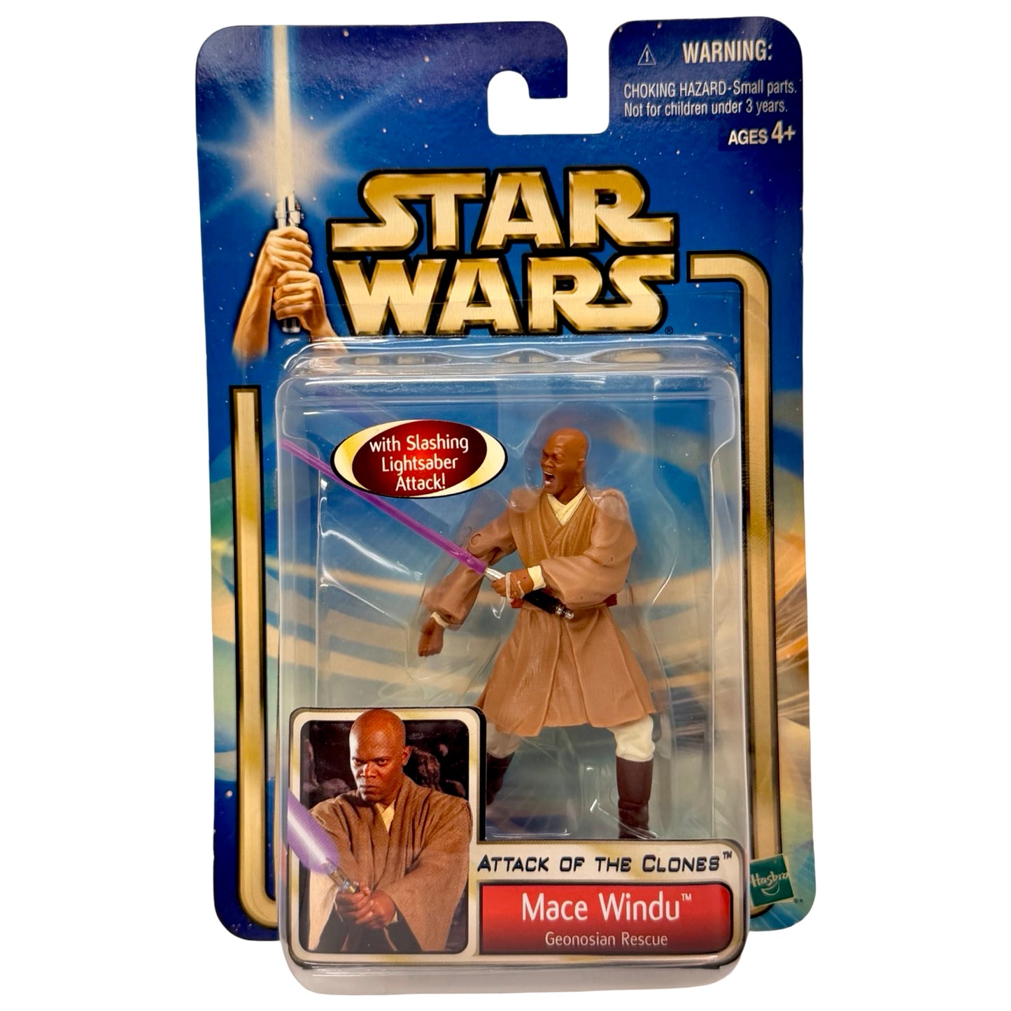 Star Wars Attack of the Clones Mace Windu Geonosian Rescue Action Figure (2002 Hasbro)