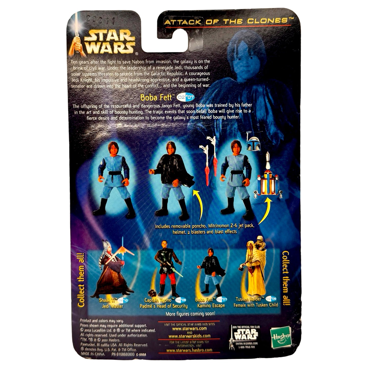 Star Wars Attack of the Clones Boba Fett Kamino Escape Action Figure 2002 Hasbro
