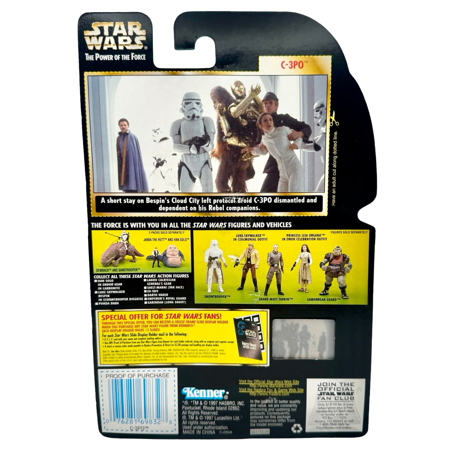 Star Wars POTF2 Freeze Frame — C-3PO (Pull-Apart with Cargo Net) — Kenner 1997