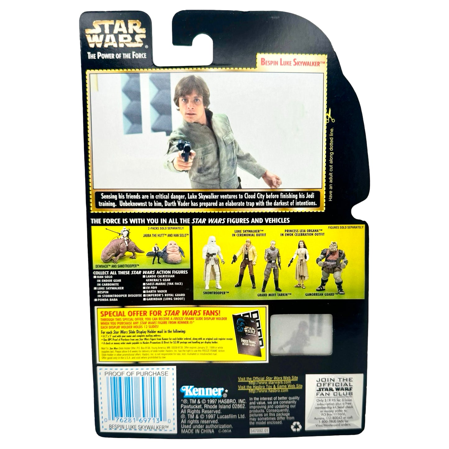 Star Wars POTF2 Luke Skywalker – Bespin Freeze Frame (1997) — Kenner Collection — Factory Sealed