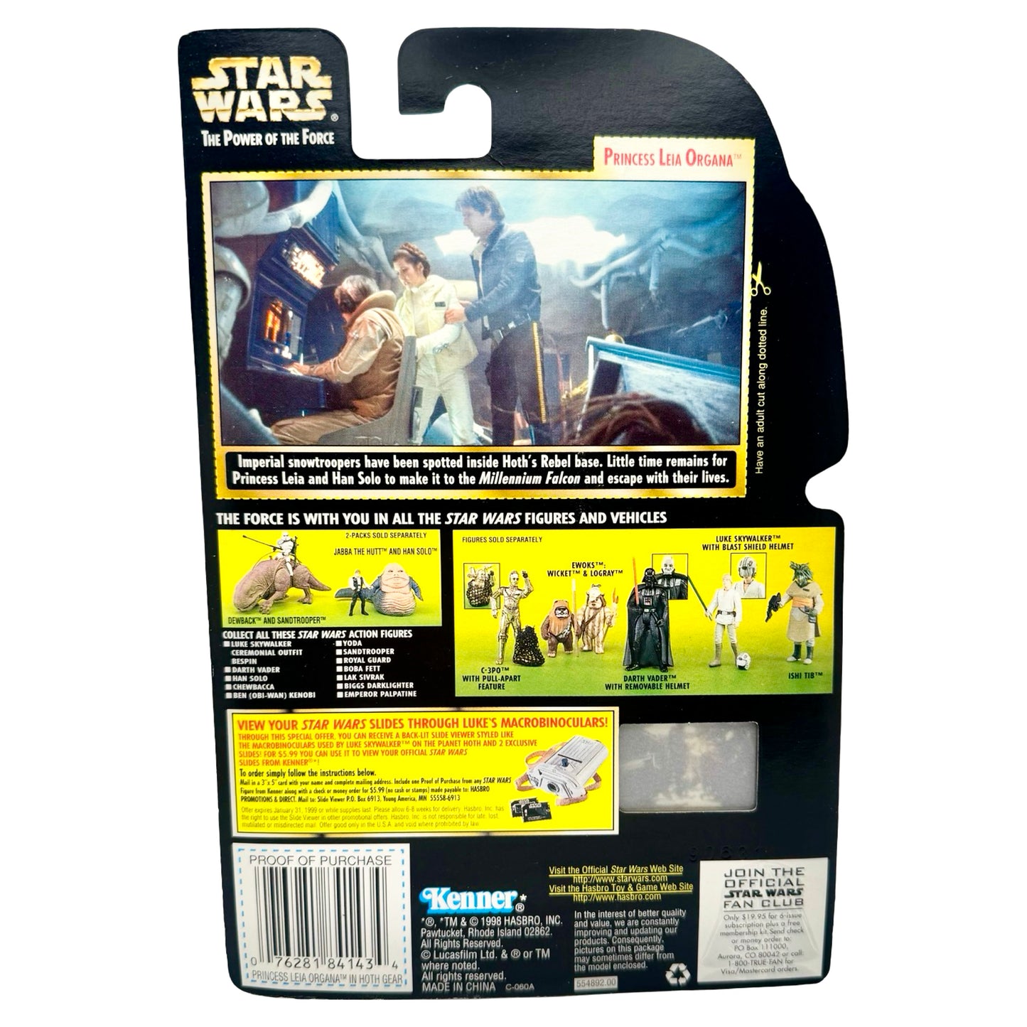 Star Wars POTF2 Freeze Frame — Princess Leia (Hoth Gear) — Kenner 1998